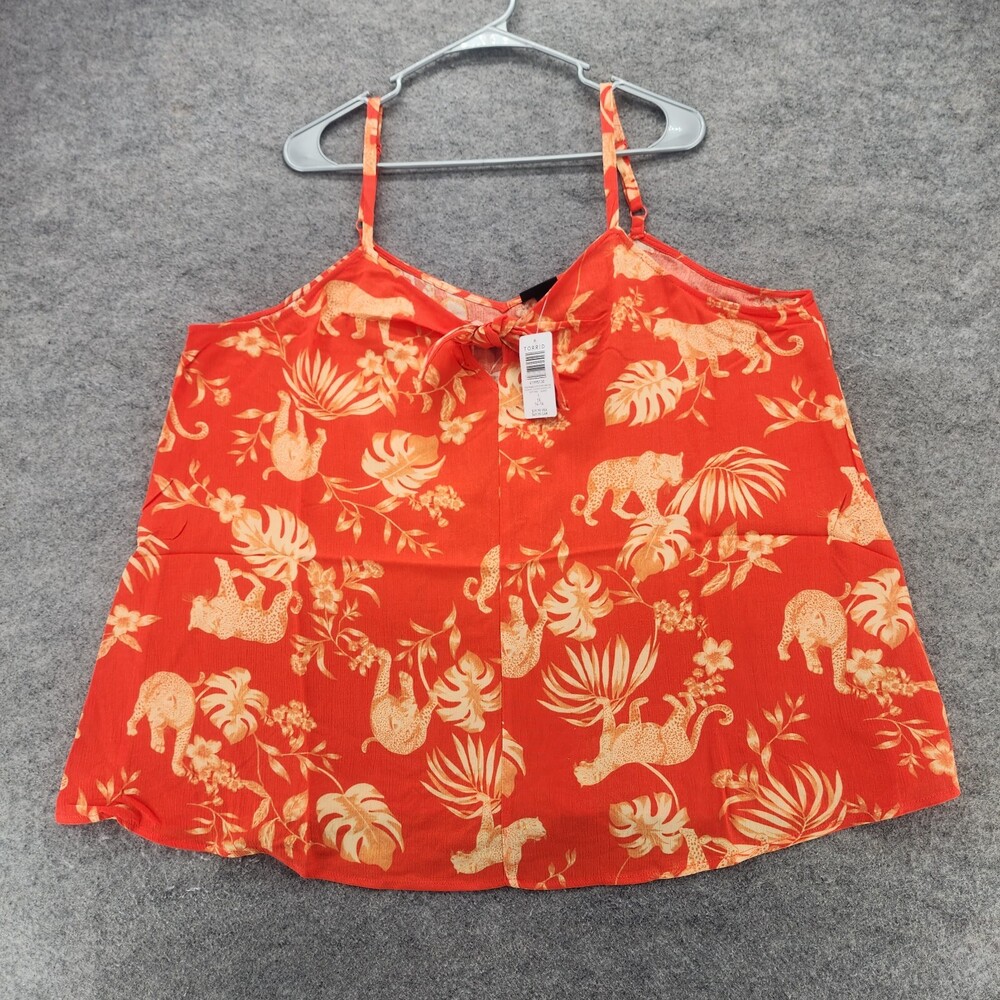 Torrid Shirt Womens 1X Sleeveless Orange Cheetah Cami